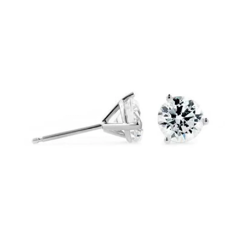 Modern Stud Earrings-14K White Gold 1ct Diamond Stud Earrings