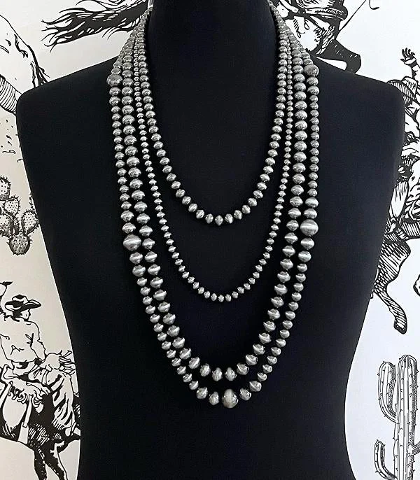 Faux Navajo Pearl Bead Layered Necklace