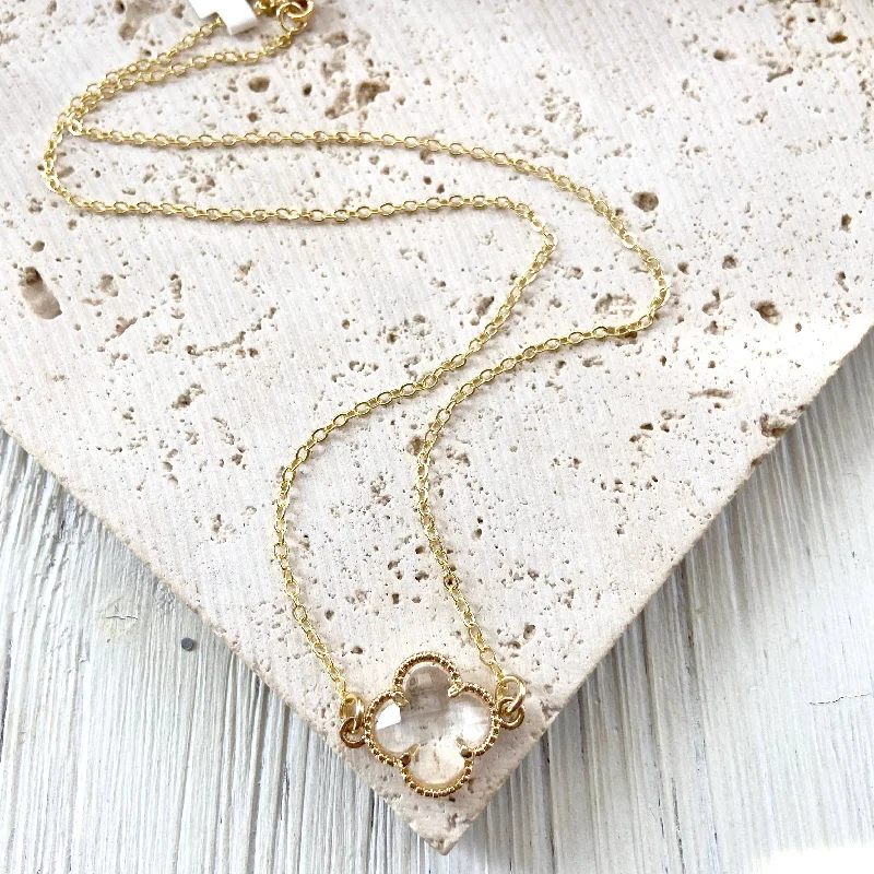 Crystal Clover Quatrefoil Necklace 