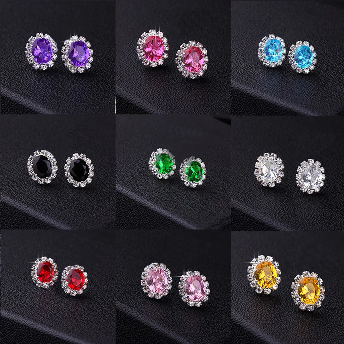 Customizable Earrings-1 Pair Simple Style Flower Alloy Plating Rhinestones Women's Ear Studs