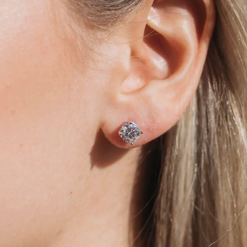 Trendy Earrings for Girls-Round Cut Moissanite Earrings