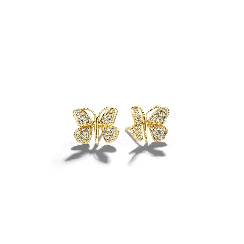 Wedding Earrings with Crystals-Wonderland Butterfly Diamond Studs