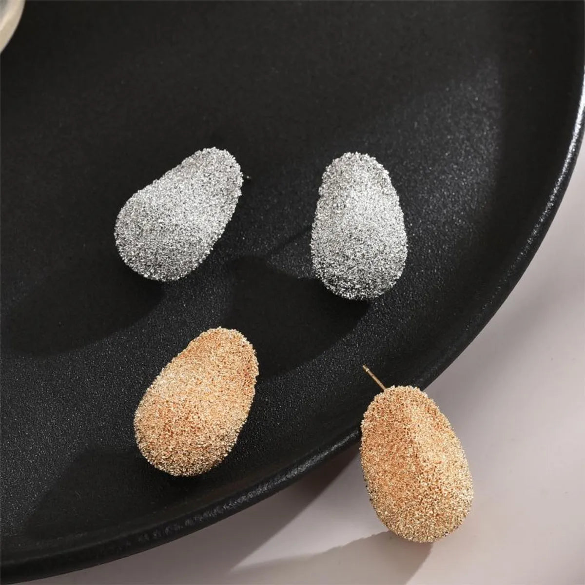 Minimalist Silver Earrings-1 Pair Casual Luxurious Simple Style Solid Color Plating Copper 18K Gold Plated Ear Studs