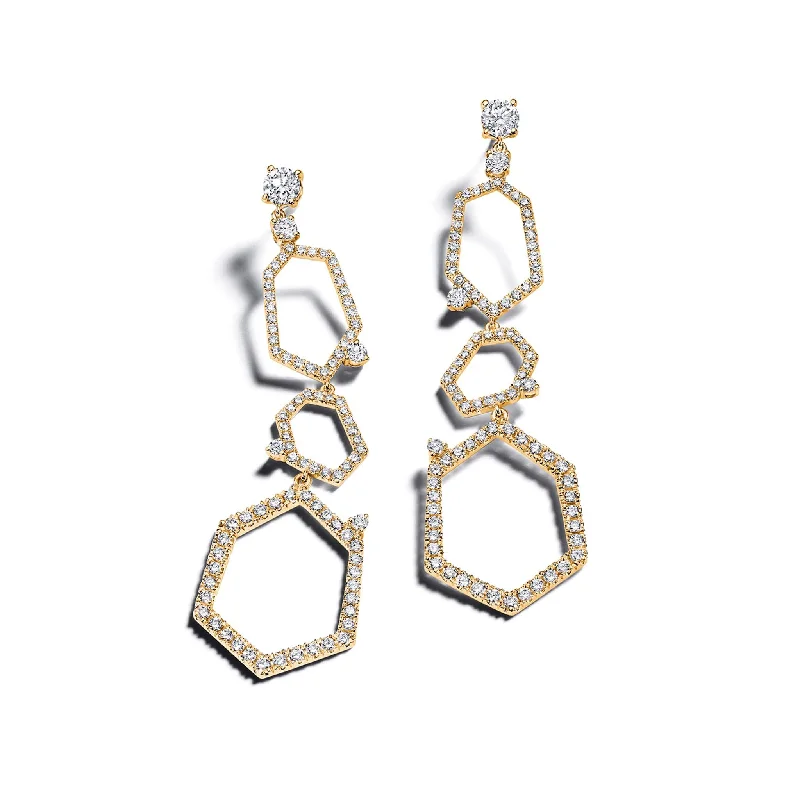 Large Drop Earrings for Weddings-Jackson 3-Drop Pavé Diamond Earrings