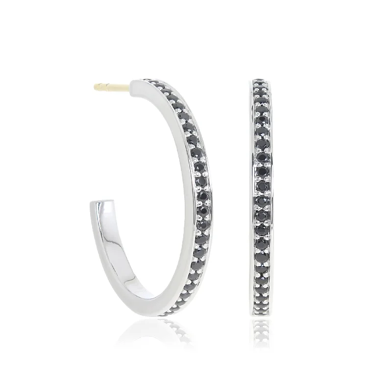 Trendy Earrings for Girls-Gigi Hoop Earrings in Black Spinel