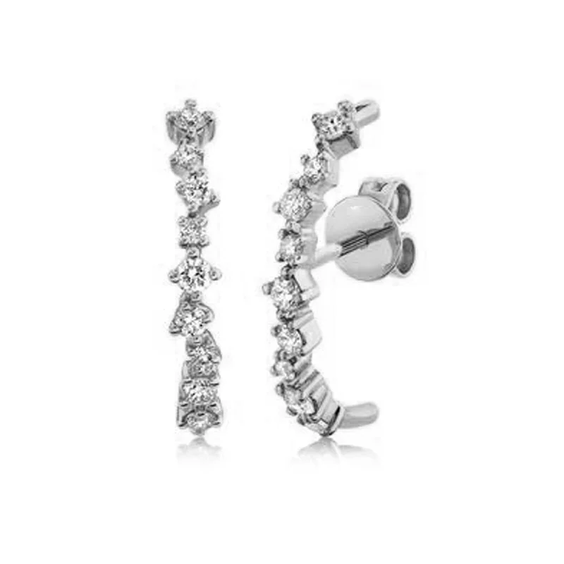 Designer Diamond Earrings-Diamond Cuff Studs