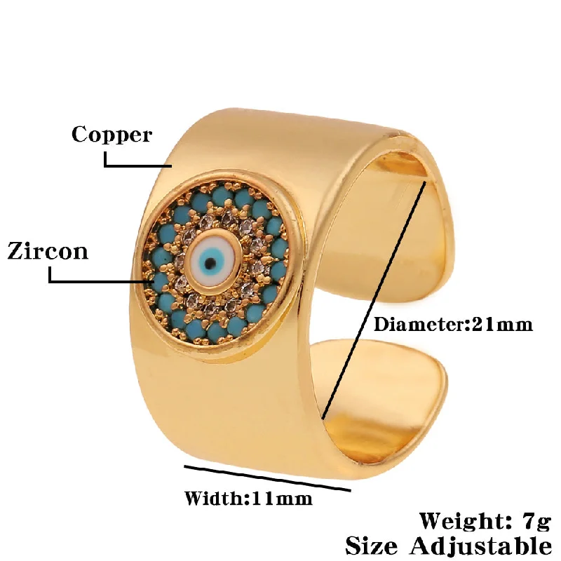 Classic Ring for Women-Copper Plated Real Gold Micro-inlaid Zircon Wide Round Tail Ring Source