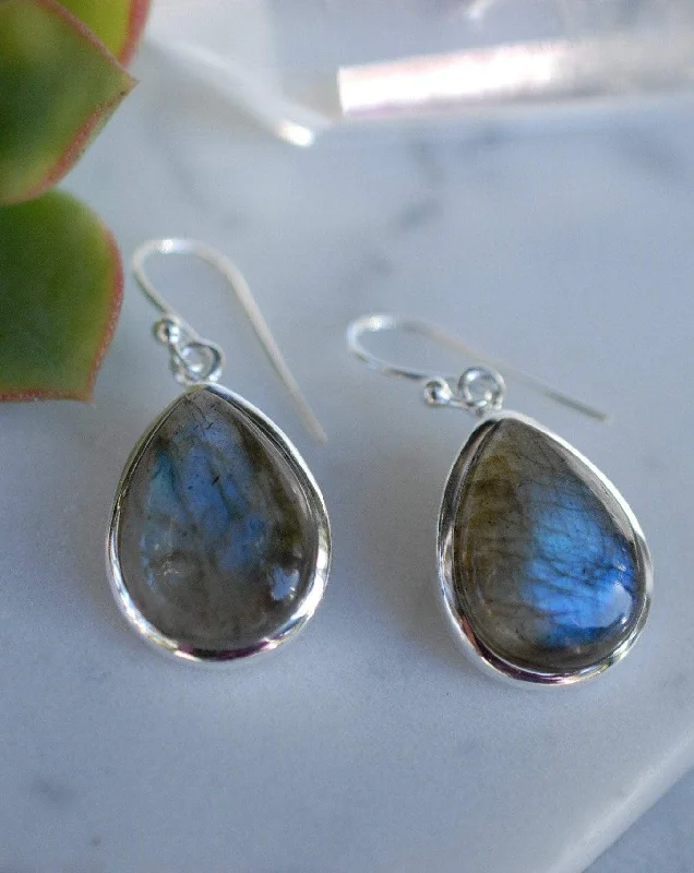 Wedding Earrings with Diamonds-Labradorite Earrings ~ Sterling Silver 925 ~ME001