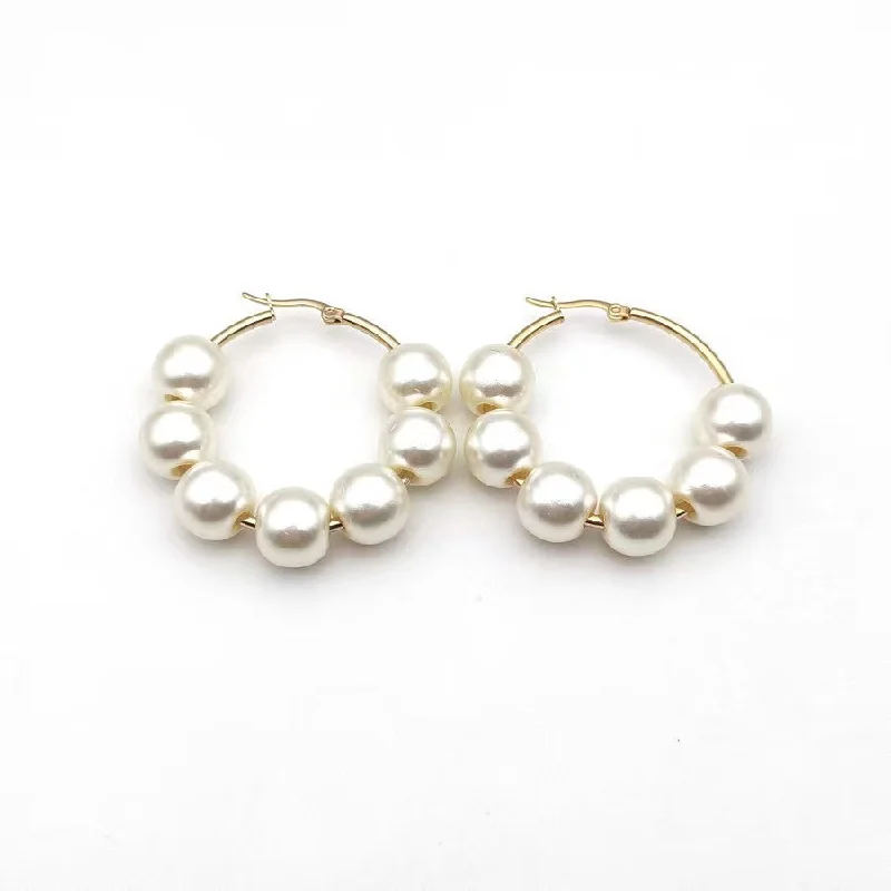 Unique Pearl Earrings-Wholesale Jewelry Simple Style Geometric Solid Color Imitation Pearl Plating Ear Studs