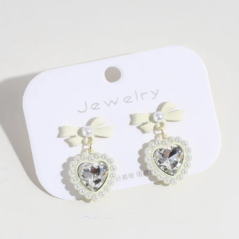 Bow Love Heart Stud Earrings