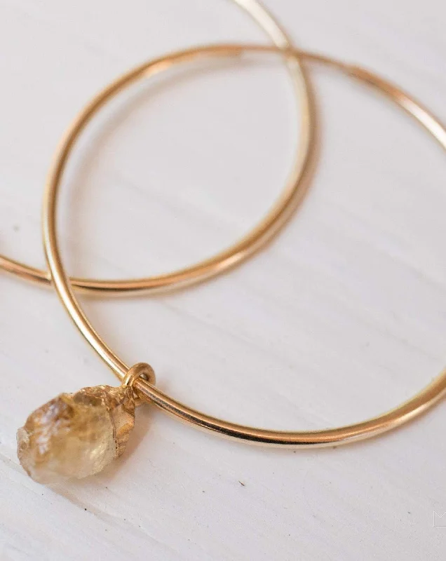 Dainty Gold Earrings-Citrine Gold Hoop Earrings ~ 14k Gold Filled  ~ ME031