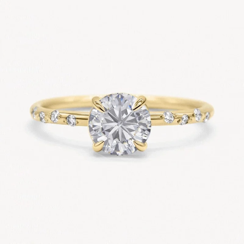 Custom Engagement Ring for Bride-Starry Round Diamond Ring