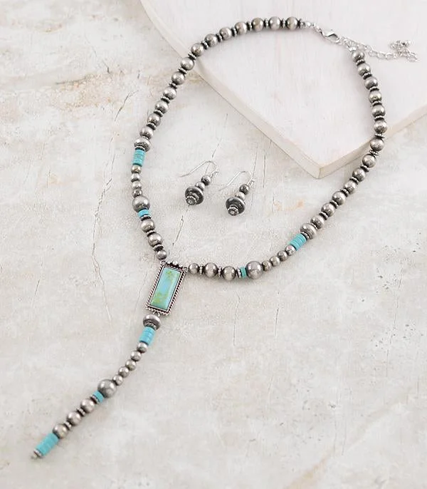 Navajo Pearl Stone Lariat Necklace