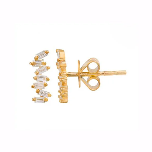 Elegant Stud Earrings-Baguette Line Studs