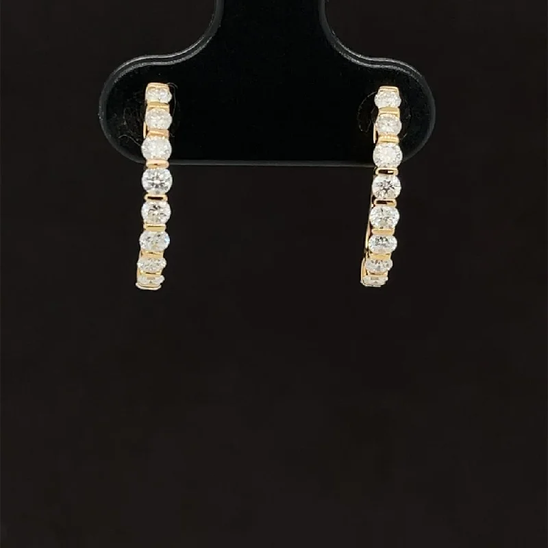 Wedding Earrings with Pearls-Diamond 0.38ctw Half Eternity Round Hoop Earrings in 18k Yellow Gold - #326 - ERDIA351242