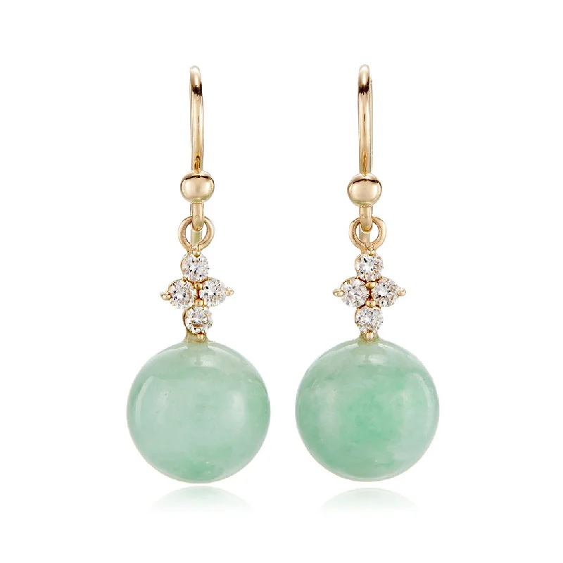 Beaded Earrings for Weddings-Belgravia Earrings in Apple Green Jade & Diamonds