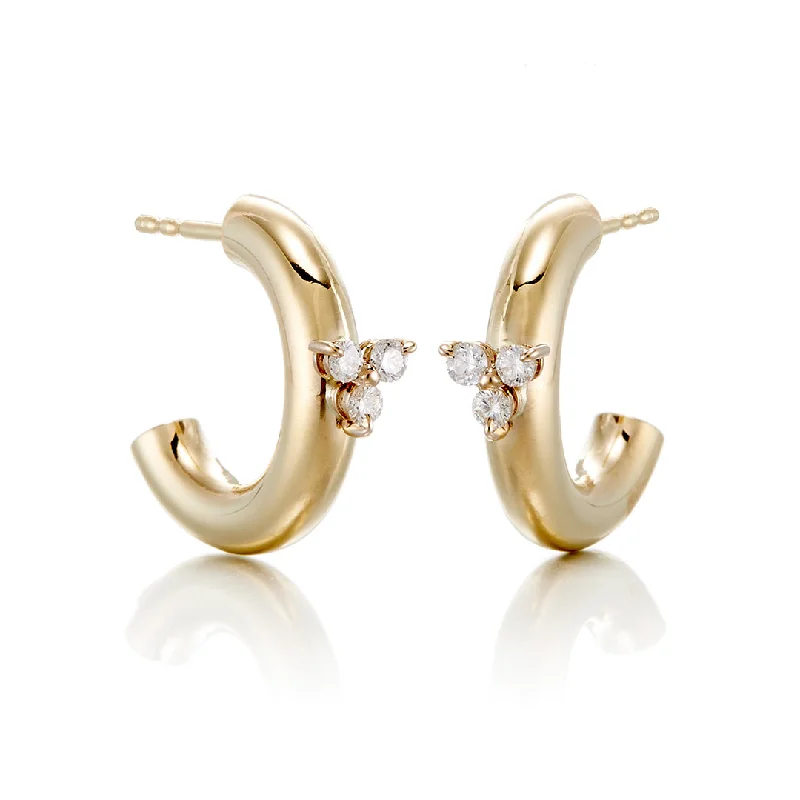 Affordable Gold Earrings-Diamond Trio Hoop Earrings