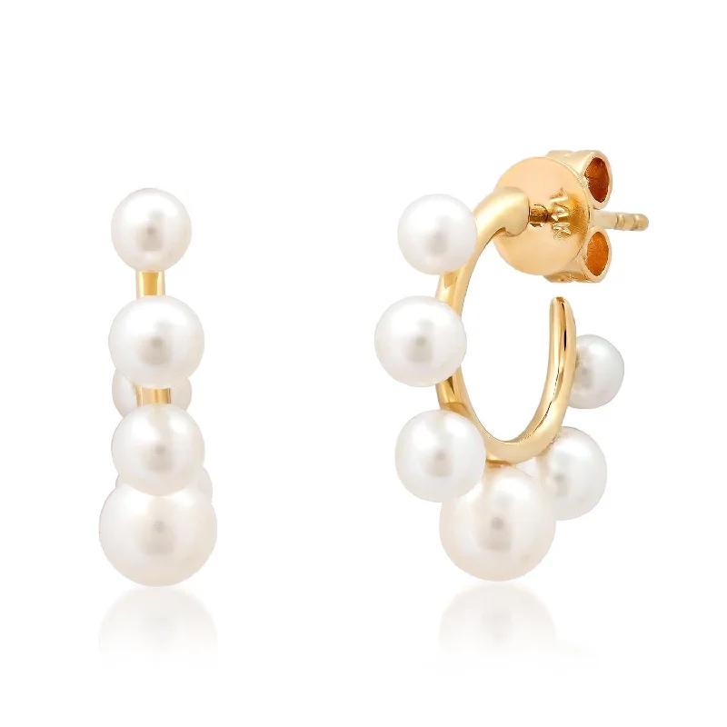 Bridal Earrings with Pearls-Pearl Hoops