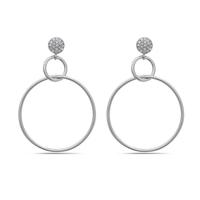 Large Dangle Earrings-14K White Gold Diamond Fashion Earrings