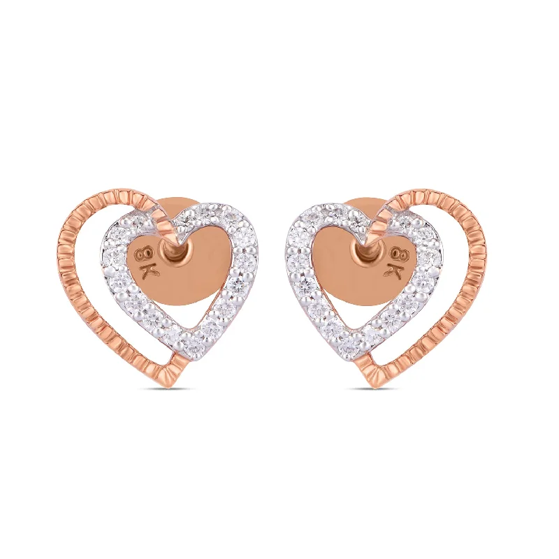 Personalized Name Earrings-Heart in Heart diamond Earrings