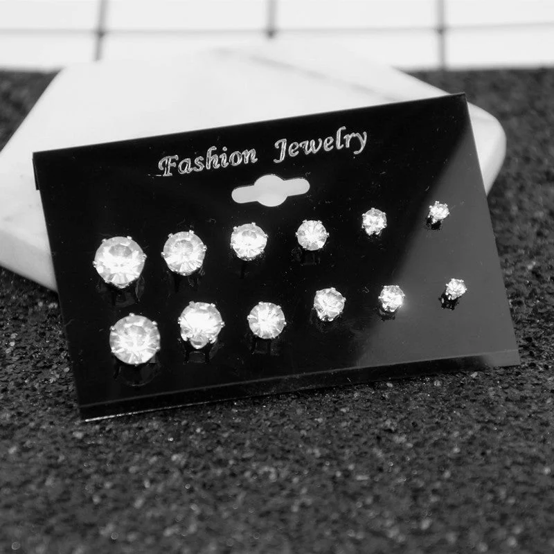 e022-6 Pairs of Silver Stud Earrings