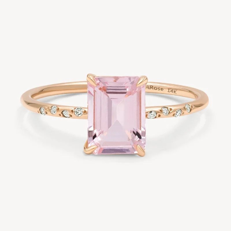 Stackable Engagement Rings-Large Starry Morganite Ring