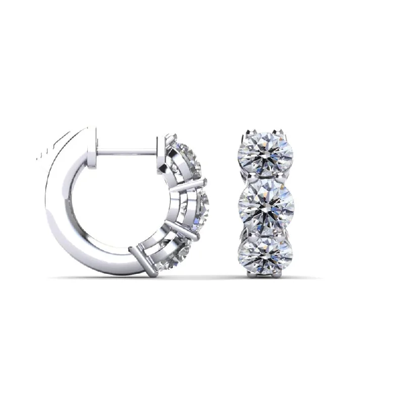 Heart Shaped Earrings-14K White Gold Diamond Huggies 1.00ct tdw