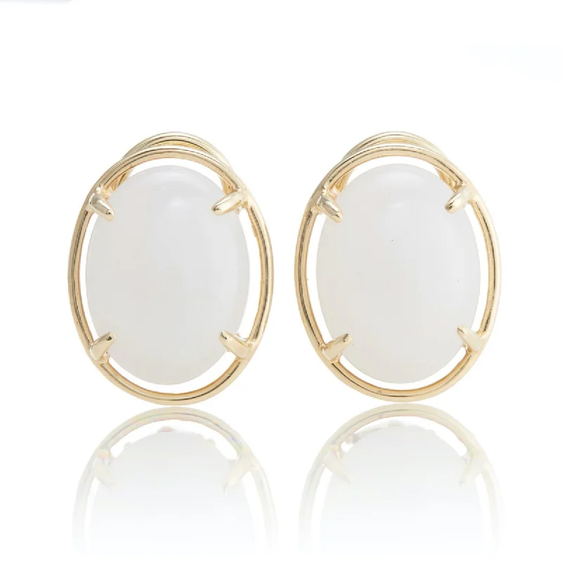 Elegant Pearl Stud Earrings-Peninsula Earrings in White Jade