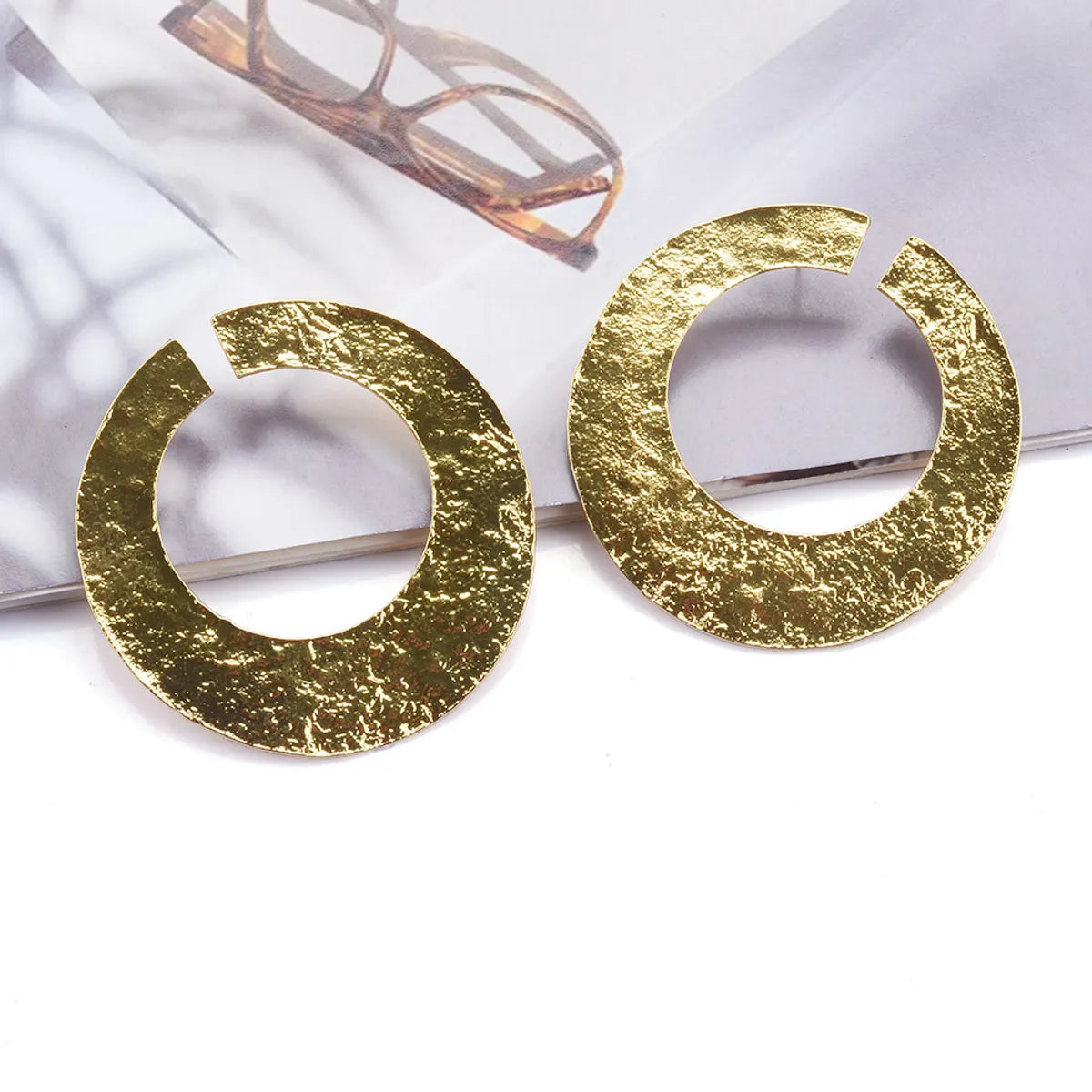 Silver Dangle Earrings-1 Pair Streetwear Round Plating Metal Ear Studs