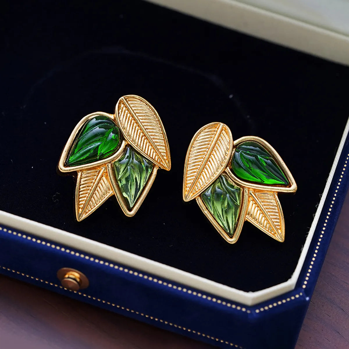 Cute Butterfly Earrings-1 Pair Retro Leaves Plating Copper Ear Studs