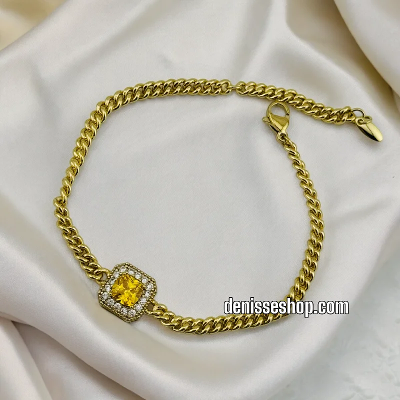 Classic Tennis Bracelet for Women-14K YELLOW STONE BRACELET BR388