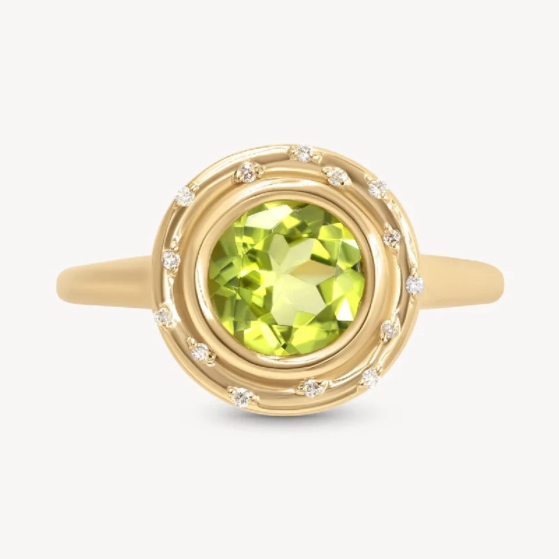 Gemstone Wedding Ring Set-Peridot Spotlight Ring