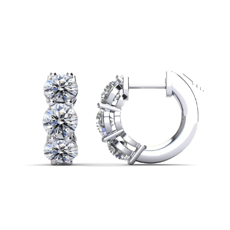 Bridal Earrings with Diamonds-14K White Gold Diamond Huggies 1.50ct tdw