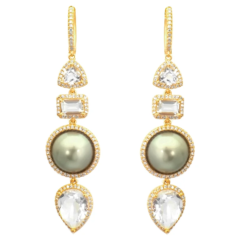 Crystal Drop Earrings-Pearl Topaz Drops