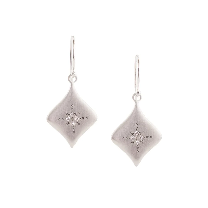 Designer Earrings for Special Occasions-Silver Night Diamond Earrings