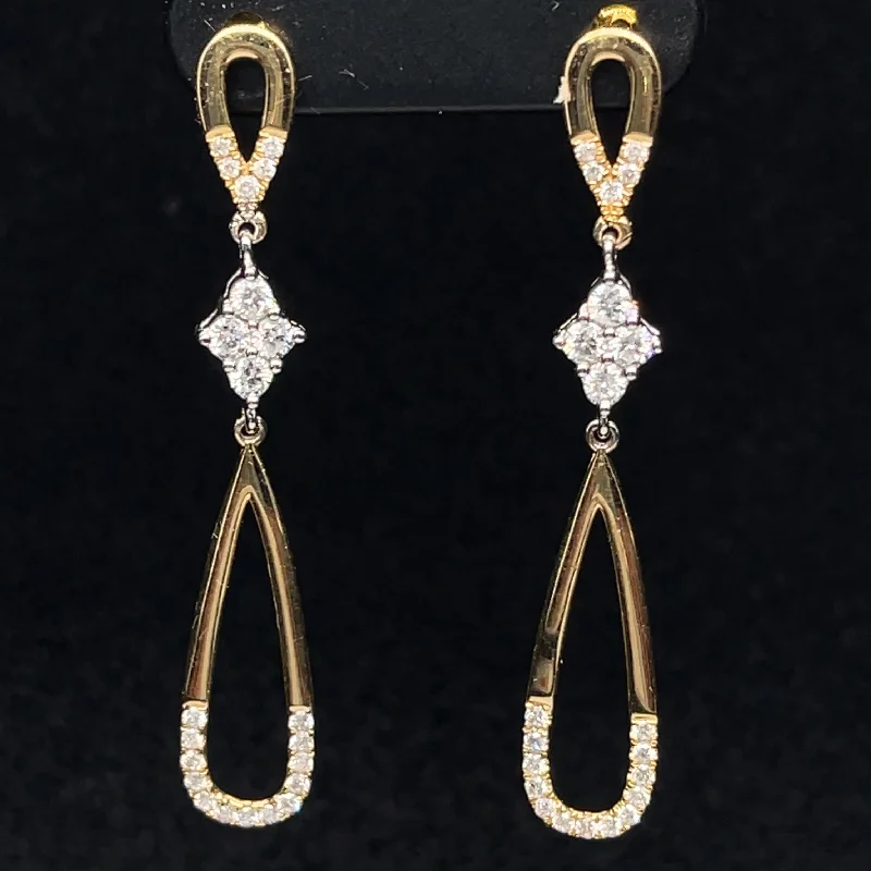 Luxurious Pearl Earrings-Diamond XOXO Hugs & Kisses Dangle Earrings in 18k Yellow Gold - (#15-HEDIA002101)