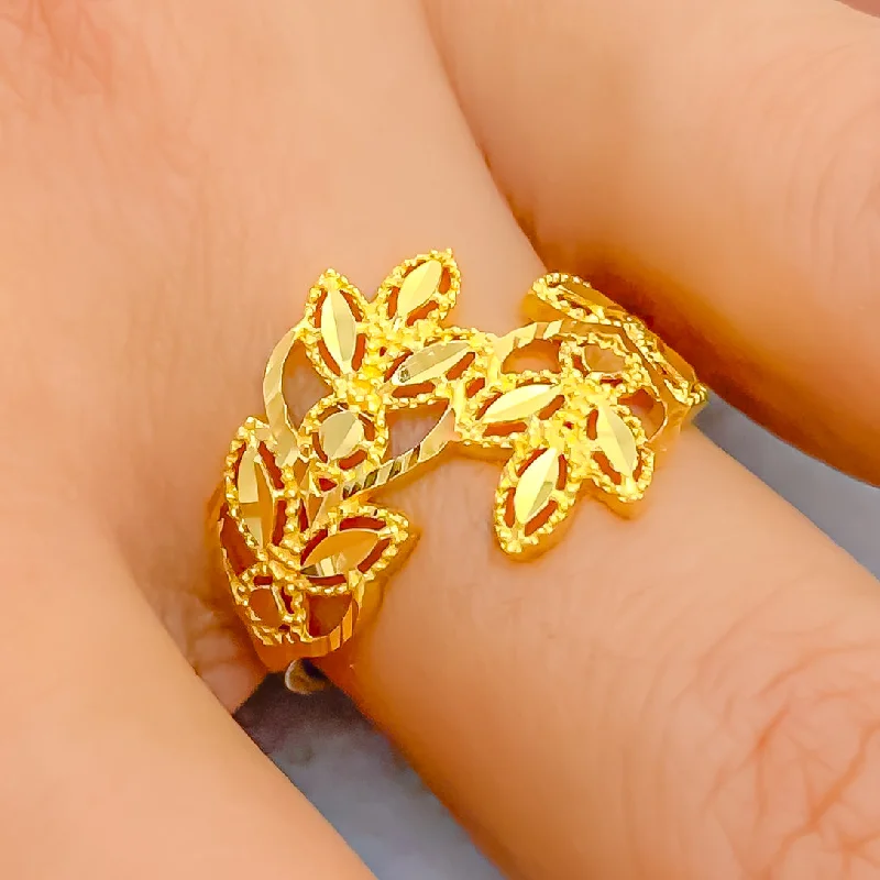 Unique Wedding Ring Set for Couples-Charming Detailed 22k Gold Ring