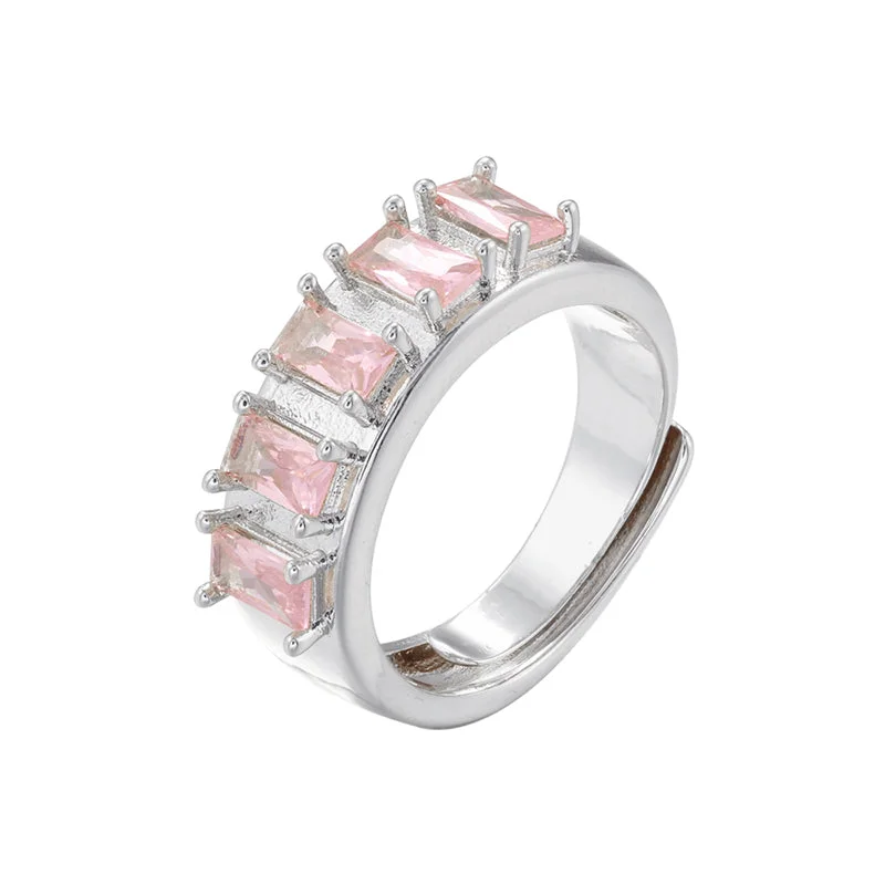 Vj478 White Gold Color Pink Diamond