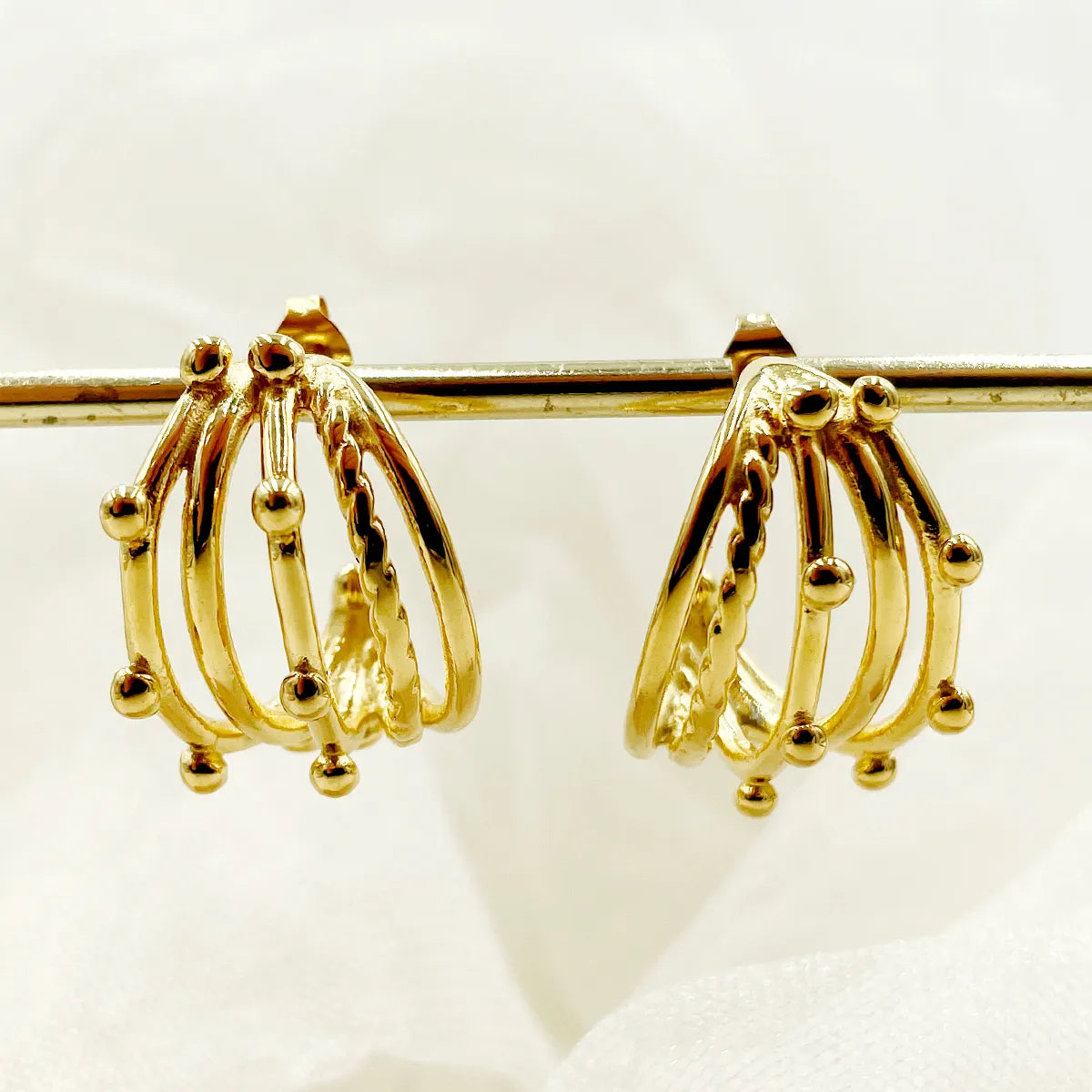 Luxury Earrings for Wedding-1 Pair Commute Geometric Stainless Steel Plating 18k Gold Plated Ear Studs