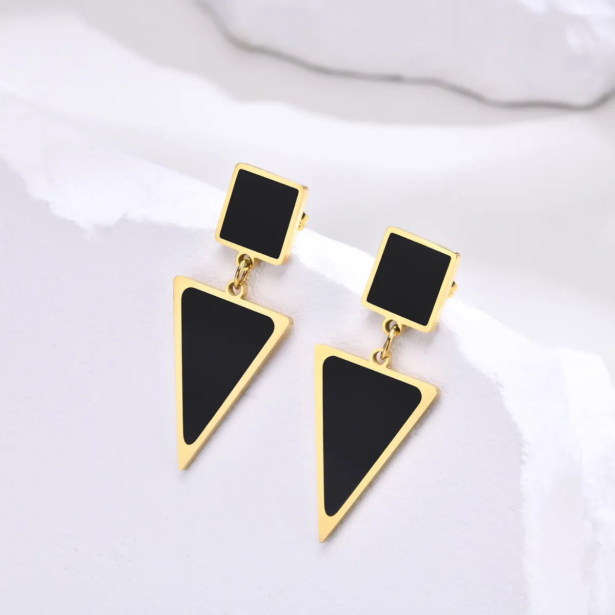 Large Drop Earrings-1 Pair Simple Style Round Enamel Plating Stainless Steel 18k Gold Plated Ear Studs