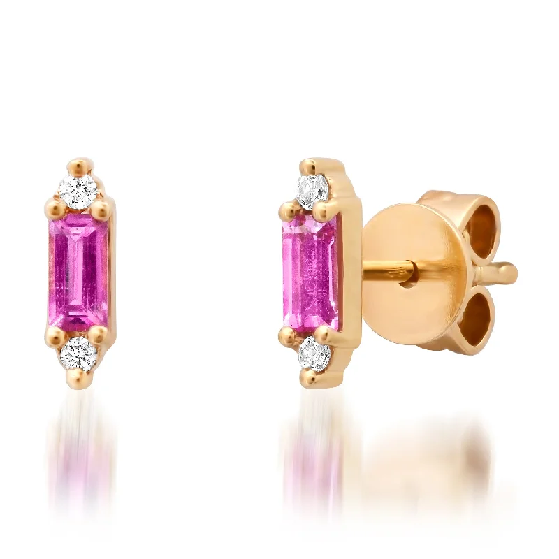 Dainty Earrings for Women-Baguette Studs