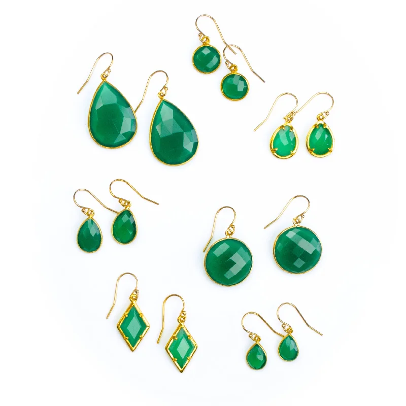 Unique Pearl Earrings-Green Onyx Earrings : May Birthstone