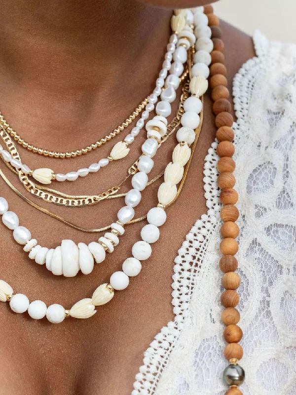 Pikake Gold Pearl Bead Necklace - Mele