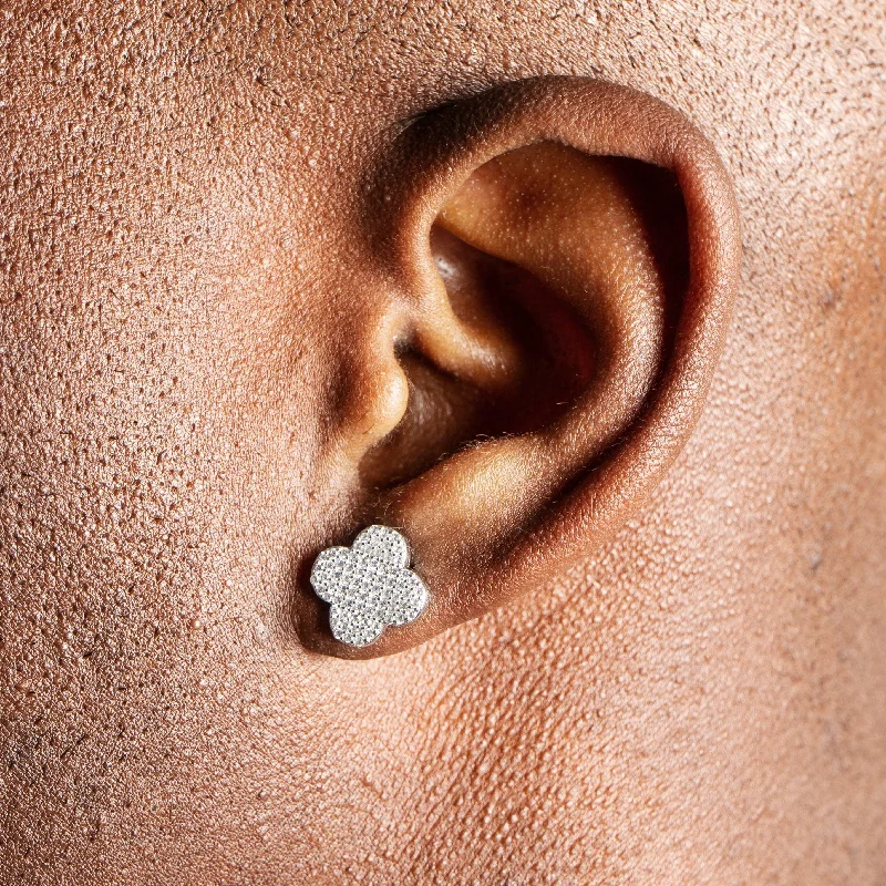 Classic Stud Earrings-Iced Clover Earrings