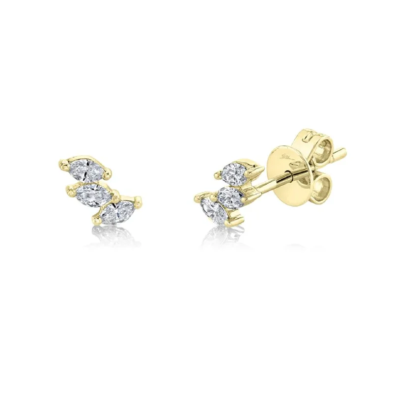 Elegant Gemstone Stud Earrings-Marquis Diamond Studs