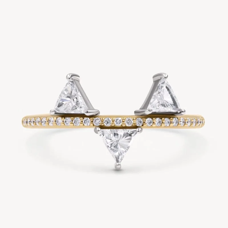 Bridal Engagement Ring-Tri Trillion Diamond Ring