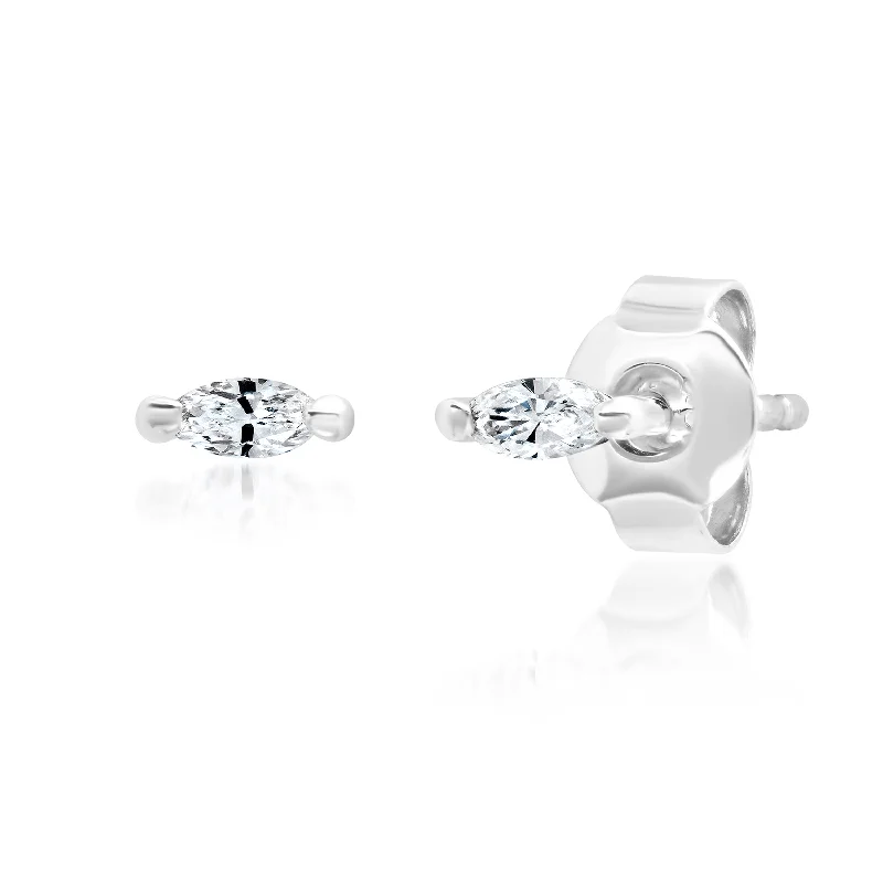 Luxury Wedding Earrings-Marquis Diamond Studs