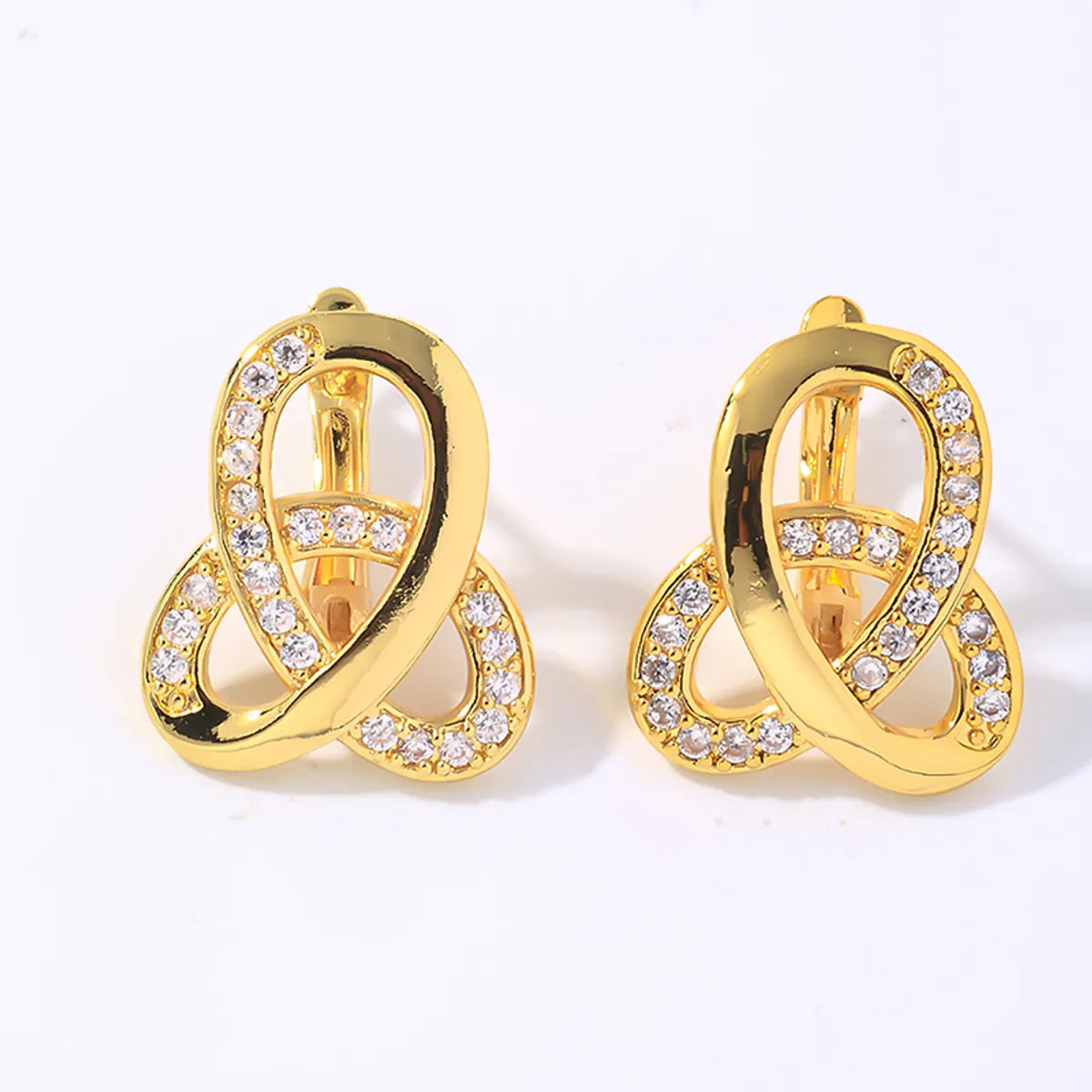 Pearl and Diamond Earrings-1 Pair Simple Style Shiny Triangle Plating Inlay Copper Zircon White Gold Plated Gold Plated Ear Studs