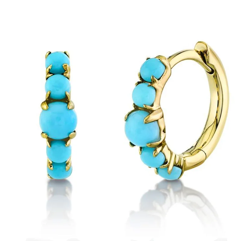 Wedding Earrings with Gemstones-Turquoise Huggies