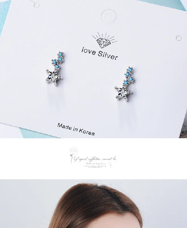 Silver Statement Earrings-1 Piece Ig Style Shiny Star Plating Inlay Copper Zircon White Gold Plated Ear Studs